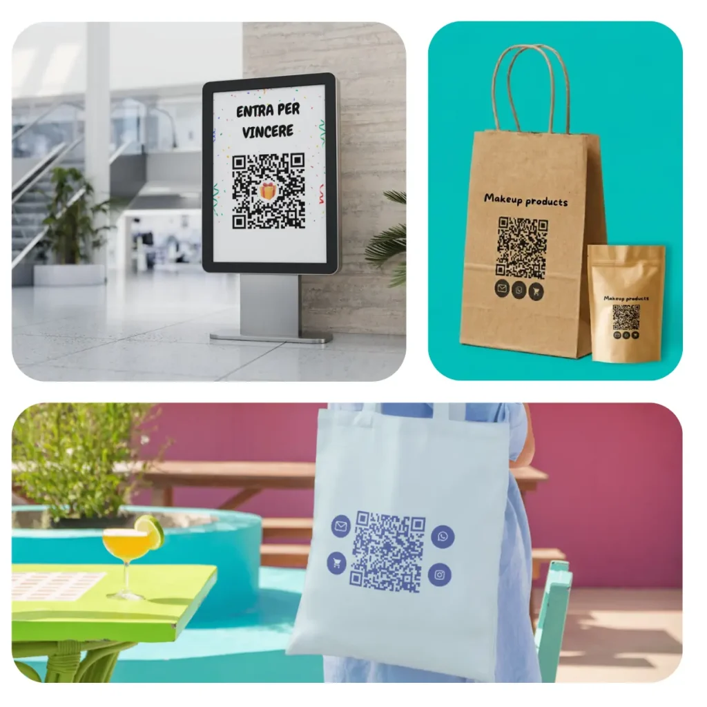 qr-code-parlanti-esempi-utilizzo-marketing Generatore di QR Code parlanti personalizzati con icone per packaging, retail e promozioni digitali.